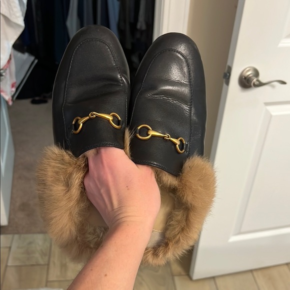 Black Leather Loafers with Gold Detail - Picture 1 of 3